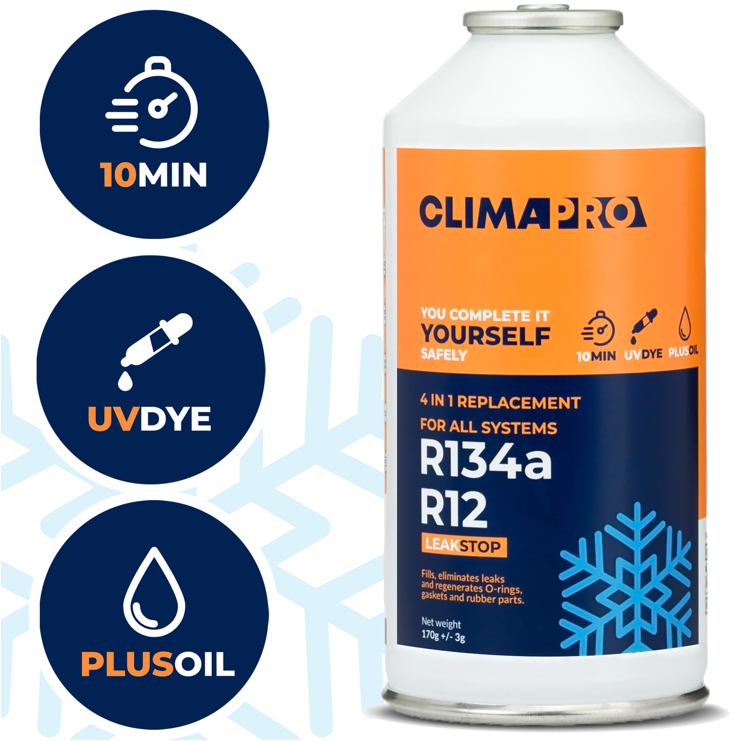 Puszka Climapro R134a R12 pomarańczowy leakstop z logotypami